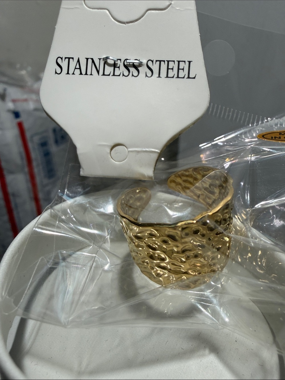 Plunder Gold Hammered Cuff Ring